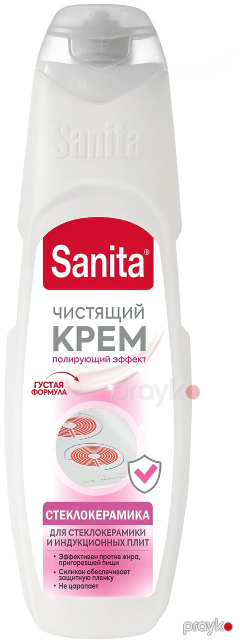 Yağdan təmizləyici krem Sanita Cilalama effekti ilə, şüşəkeramika və induksiyalı plitələr üçün, 600 ml — Bakı