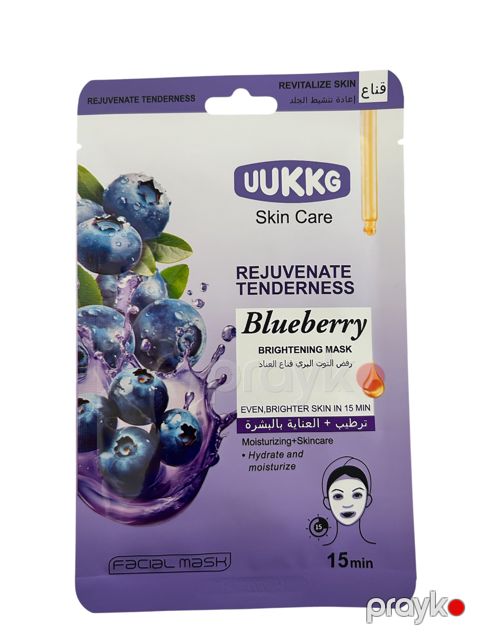 Üz üçün parça maska Uukkg Skin Care Blueberry, ağardıcı — Bakı