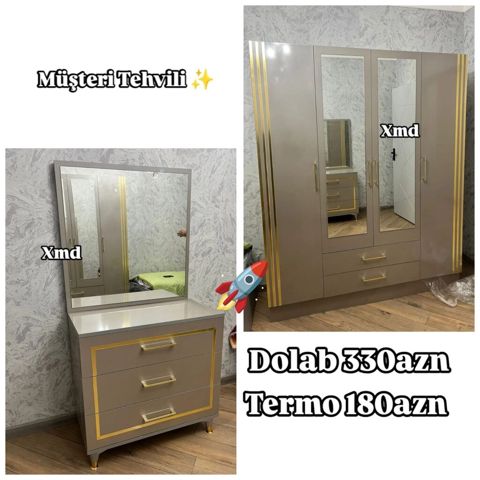 Yataq otağı mebel dəsti – dolab və termo (güzgülü makiyaj masası) — Digah