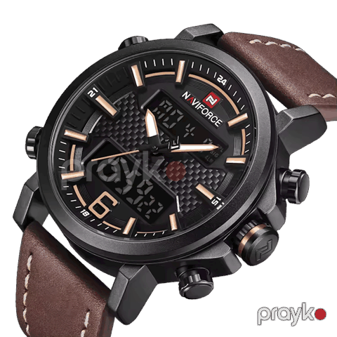Kişi qol saatı Naviforce NF9135 Black/Yellow/Brown — Bakı