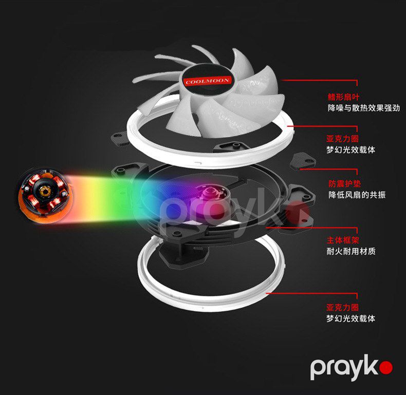 RGB kuler "Coolmoon Sunshine LED 120mm (Programable Case Fan)" — Kompüterlər və noutbuklar, Bakı (5)