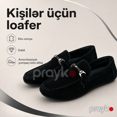 Kişilər üçün lofer EB_1408, eko zamşa, qara, ölçü 41 — Bakı