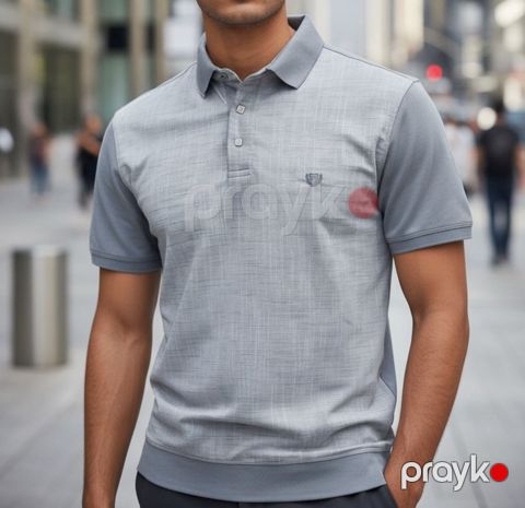 Kişilər üçün polo Konko ML_3042, boz, pambıq, ölçü XXL — Bakı