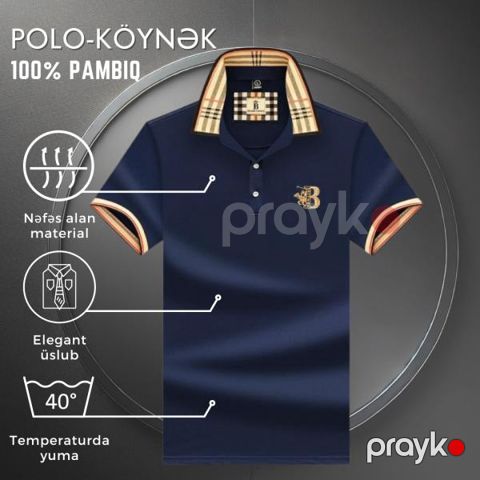 Kişilər üçün polo EB_759, göy, pambıq, ölçü 3XL — Bakı