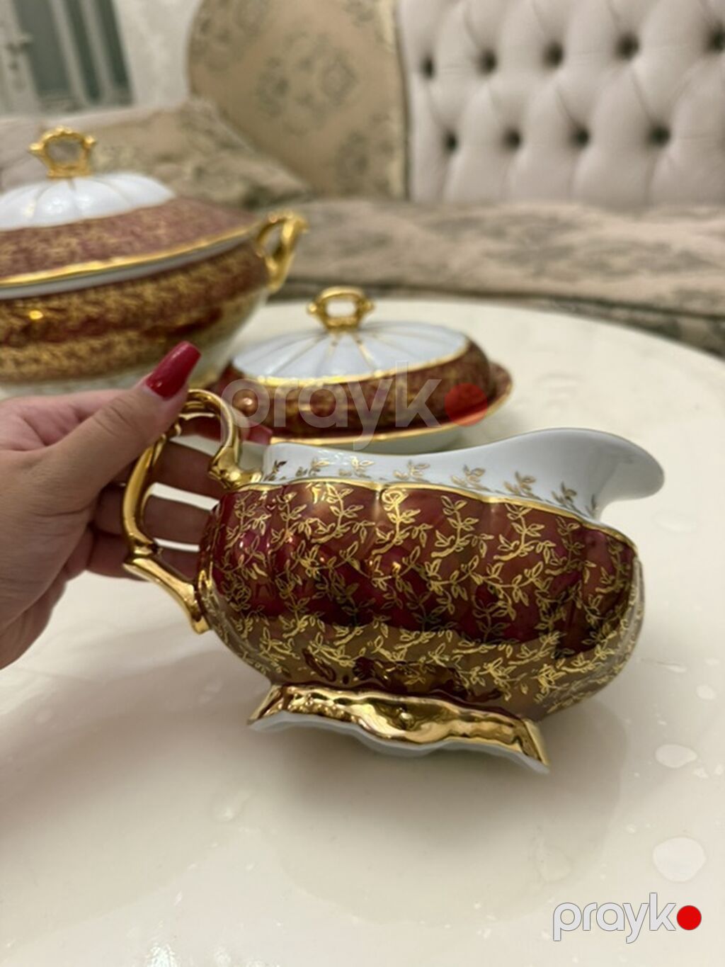 Nahar dəsti, rəng - Qızılı, Farfor — Süfrə qabı, Bakı (6)