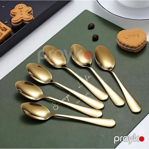 Desert üçün 6-lı metal, qızılı rəngli qaşıq dəsti - nh_65sdcshn — Bakı