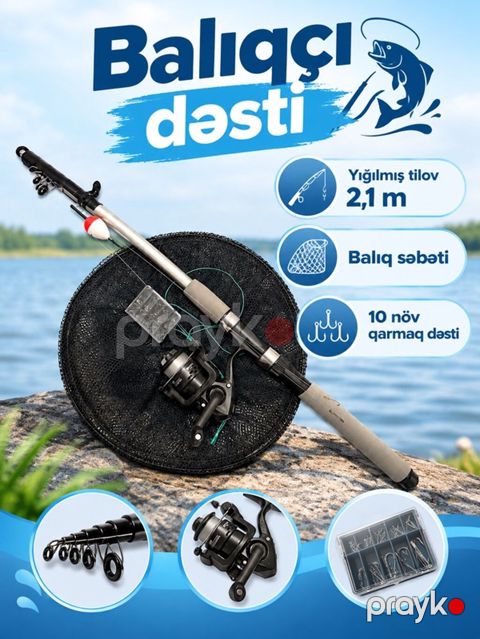 Balıqçı dəsti Təcrübəli və yeni başlayanlar üçün praktik komplekt — Bakı