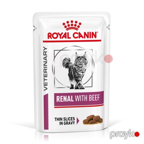Nəm yem Royal Canin Renal Feline Beef Pouches xroniki böyrək çatışmazlığı ilə pişiklər üçün, mal əti ilə, 85 q — Bakı