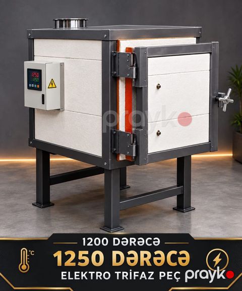 1250°C Elektro Trifaz Peç 1200–1300°C-ə qədər qızdırır. Seramik — Bakı