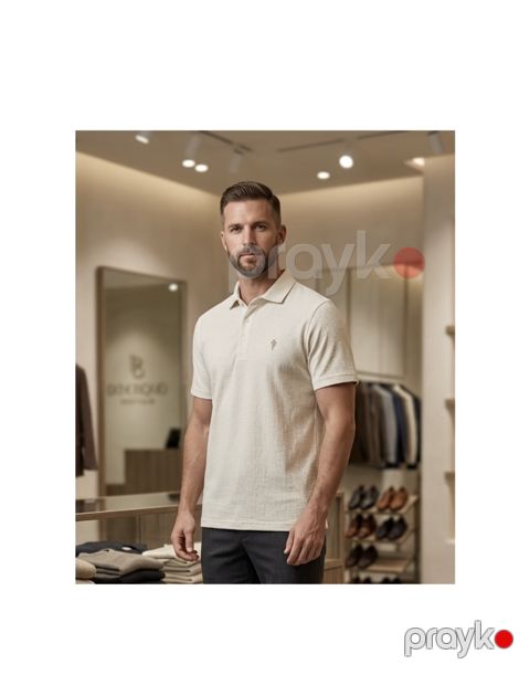 Qısaqollu polo kişilər üçün LG16, krem, pambıq, ölçü 2XL — Bakı