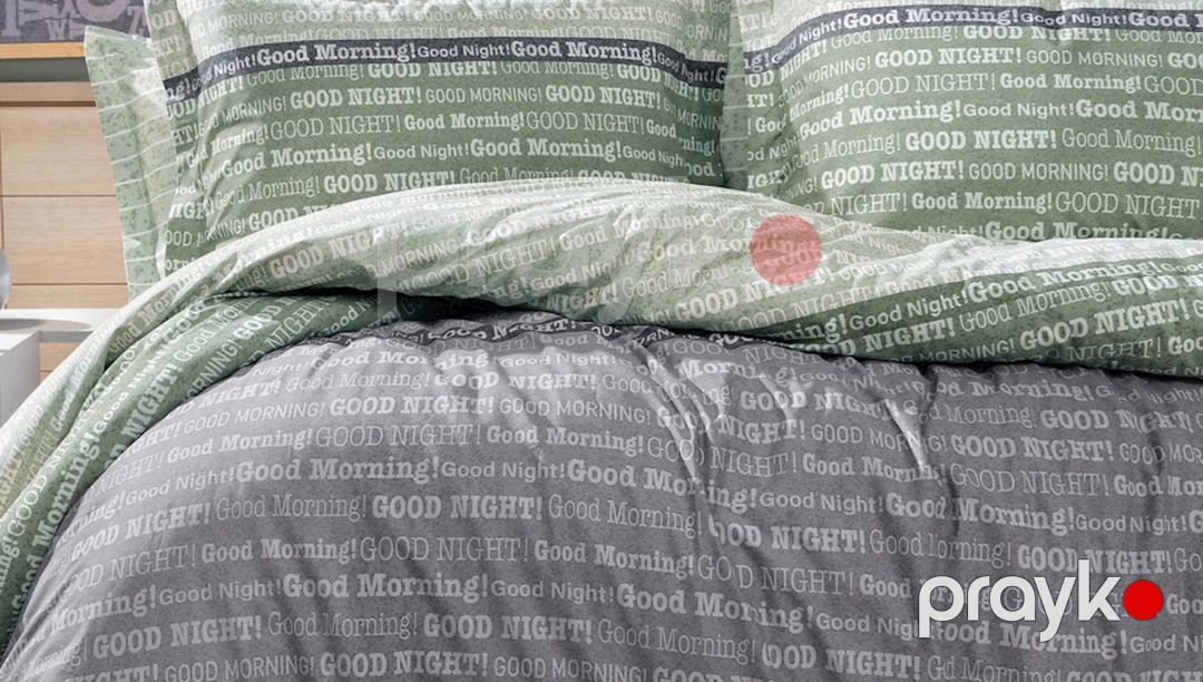 Yataq dəsti Yataş Gisa, yorğan üzü 200x220 sm, mələfə 240х260 sm, yastıq üzü 50x70 sm (2 əd), ikinəfərlik, pambıq, boz/yaşıl — Mallar, Bakı (2)