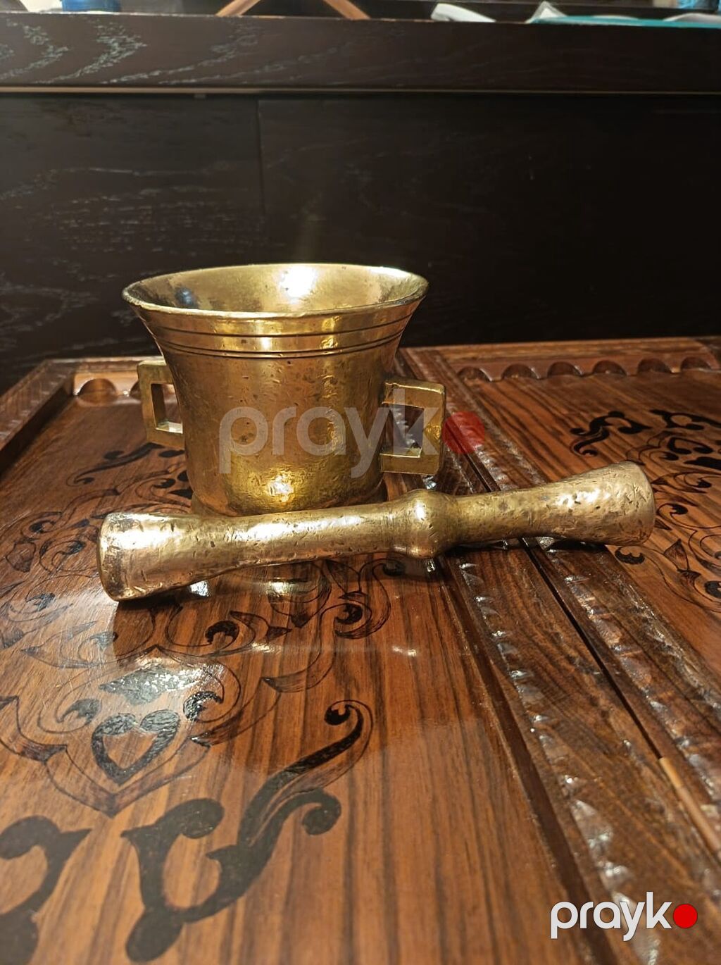 Misin və ya bürüncdən hazırlanmış qədim üslubda dibək və həvəng dəsti — Qablar və mətbəx əşyaları, Bakı (2)