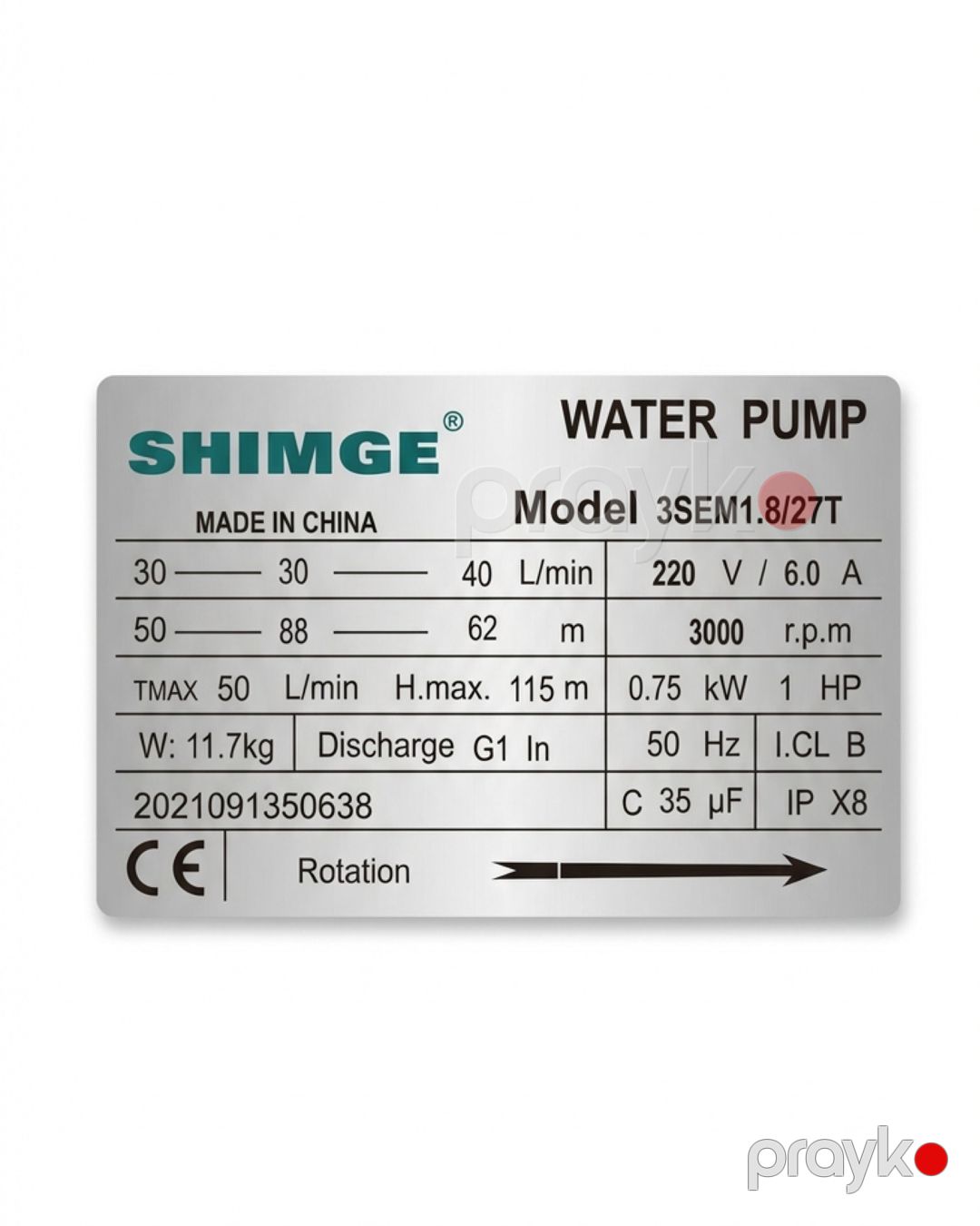 Salınan nasos Shimge 3SEM1.8/27T — Mallar, Bakı (2)