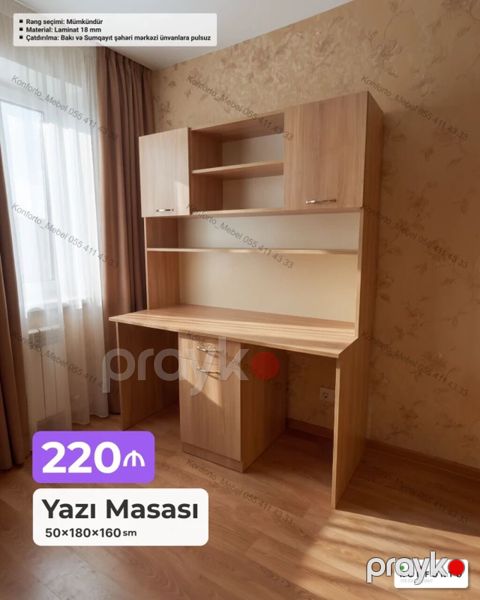 Düz masa, Stulsuz, Polkalı, Siyirməli, Sadə laminat — Bakı