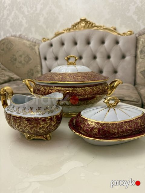 Nahar dəsti, rəng - Qızılı, Farfor — Bakı