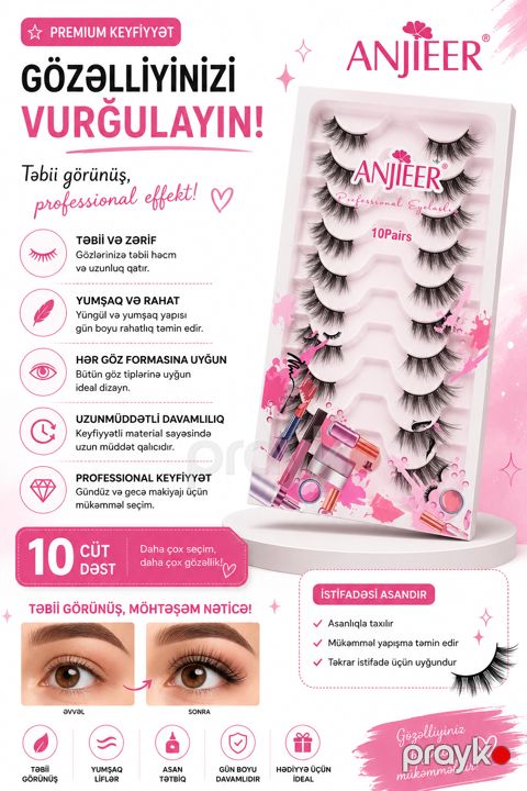 Süni kirpik Anjieer, qara, 12 mm — Bakı