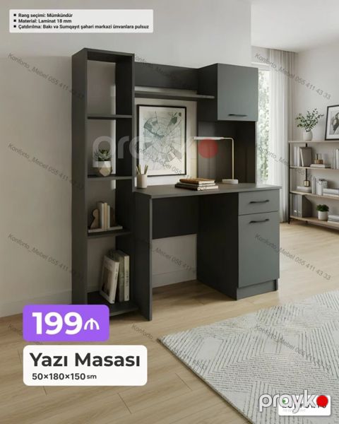Künc masa, Stulsuz, Polkalı, Siyirməli, Sadə laminat — Bakı