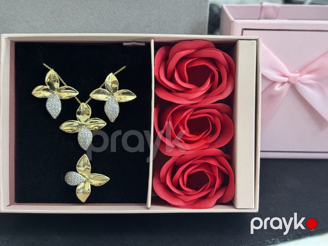 Bijuteriya dəsti kulonlu zəncir və sırğa və üzük Xuping Jewellery, paslanmayan polad — Mallar, Bakı (2)