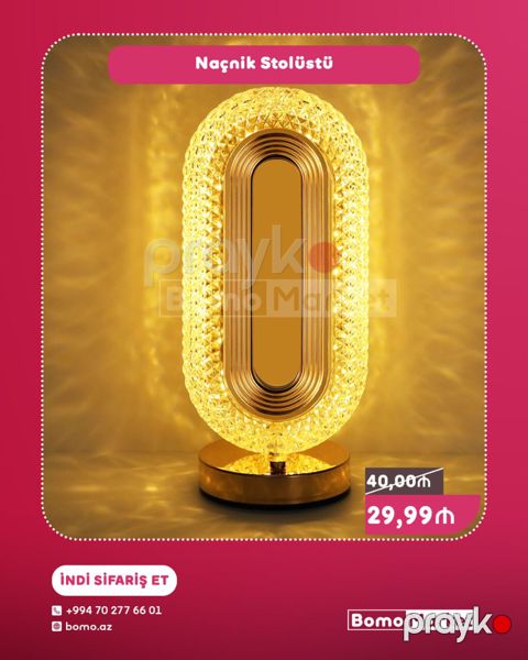 Naçnik stolüstü lampa - Şık, oval “U” formalı dizayn - Büllur — Bakı