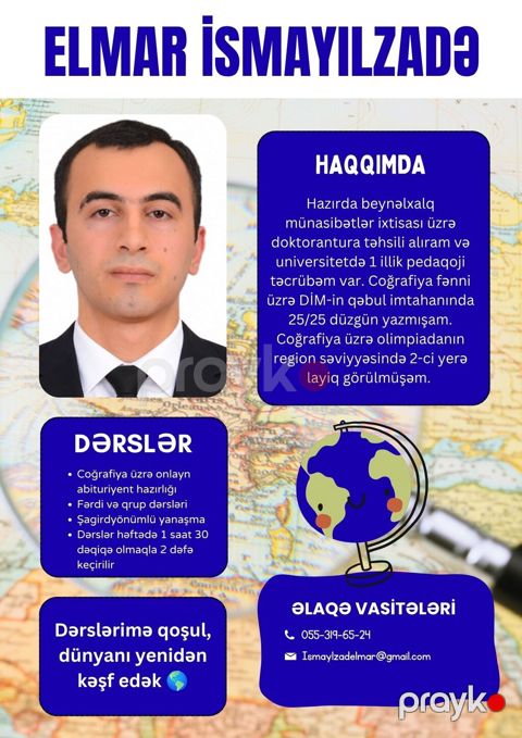 Repetitor, Coğrafiya, Azərbaycan dili, Abituriyent hazırlığı — Oğuz