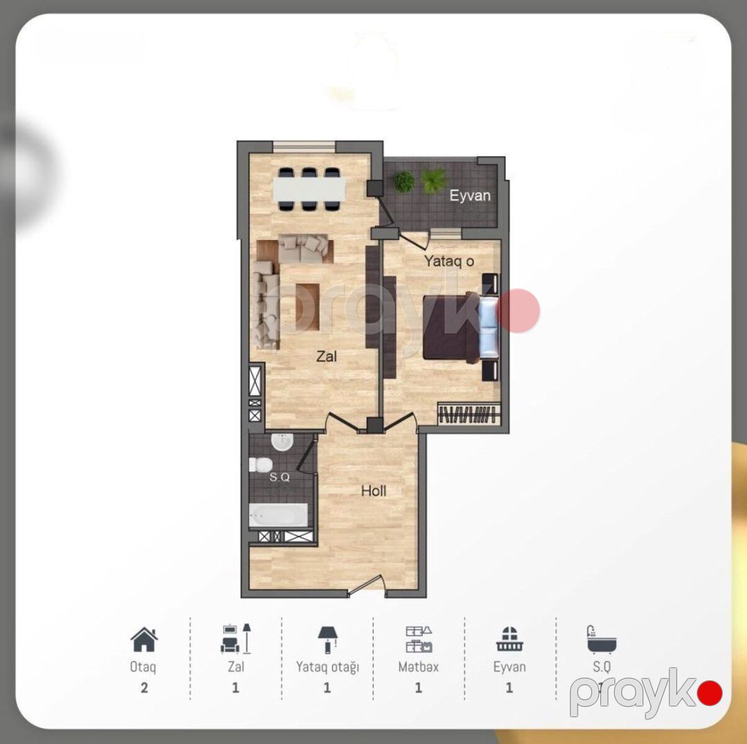Satılır 2 otaqlı yeni tikili 72 m² — Mənzil, Bakı (2)