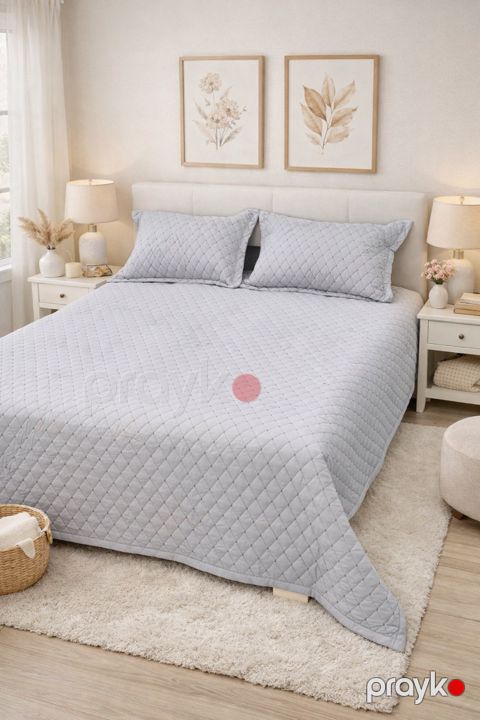 Örtük və yastıq üzü dəsti VM033-2203, birnəfərlik, satin, boz, 170x230 sm — Bakı