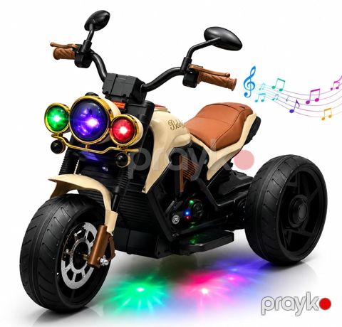 Uşaq elektrik motosikl AYKN_2388, musiqili/led işıqlı, 2-6 yaş, bej — Bakı