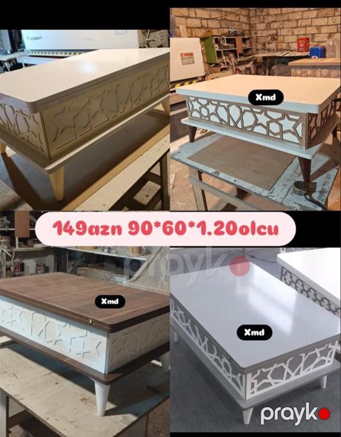 Düz masa, Transformer, Təkərsiz, Parlaq laminat, Zəmanətsiz — Bakı