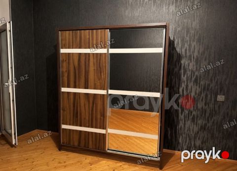 İki qapılı sürgülü qarderob - Material: ağac teksturalı laminat — Bakı