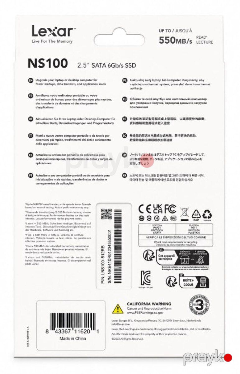SSD Lexar NS100 512GB 2.5 Sata 6Gb/s — Kompüterlər və noutbuklar, Bakı (2)
