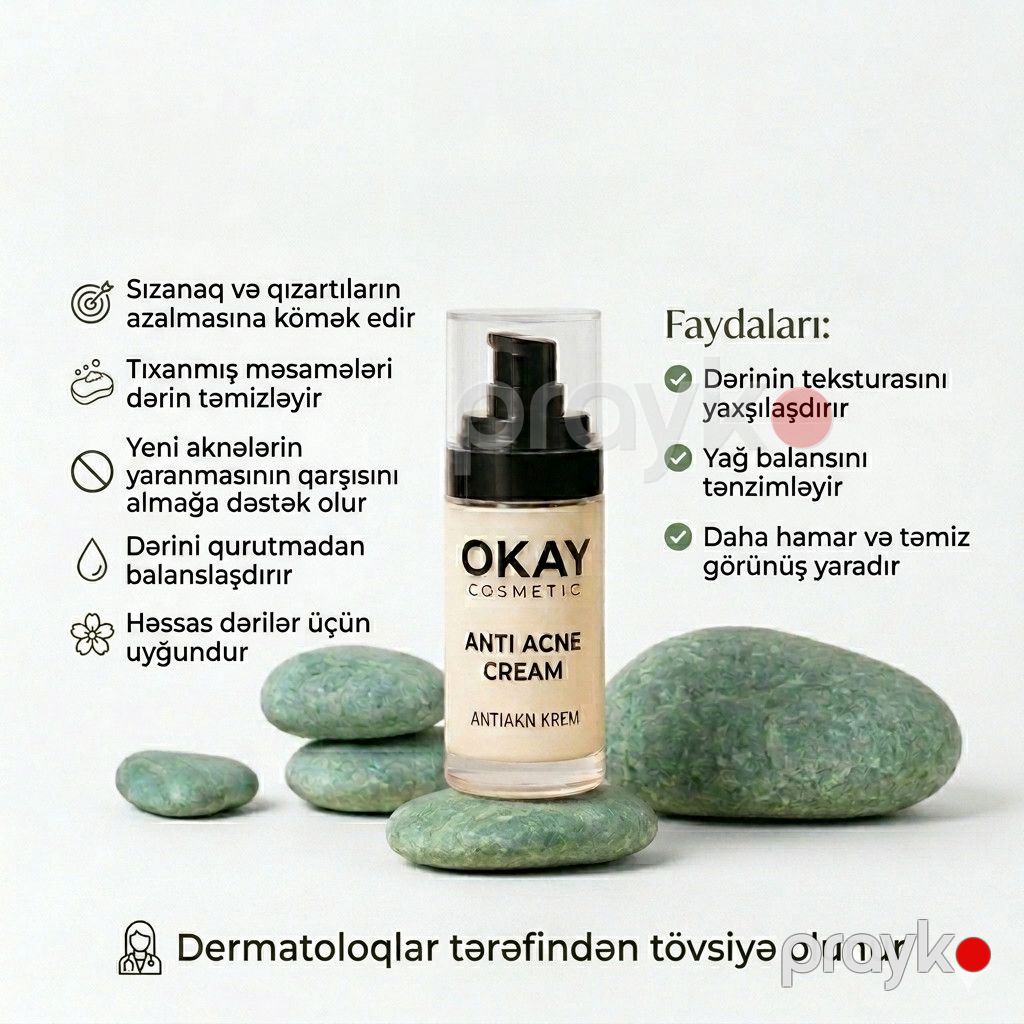 Sızanaq əleyhinə balanslaşdırıcı krem Okay Cosmetic Anti-Acne 30 ml — Mallar, Bakı (2)