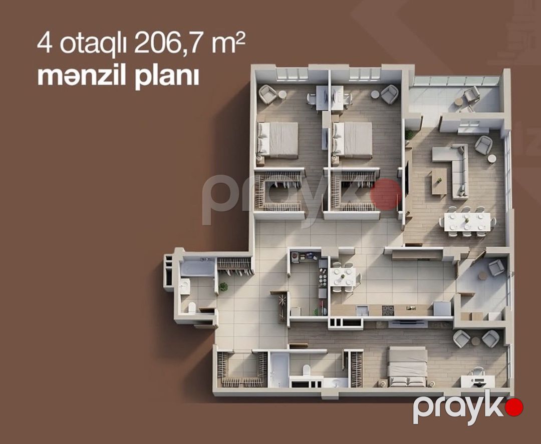 Satılır 4 otaqlı yeni tikili 207 m² — Mənzil, Bakı (3)