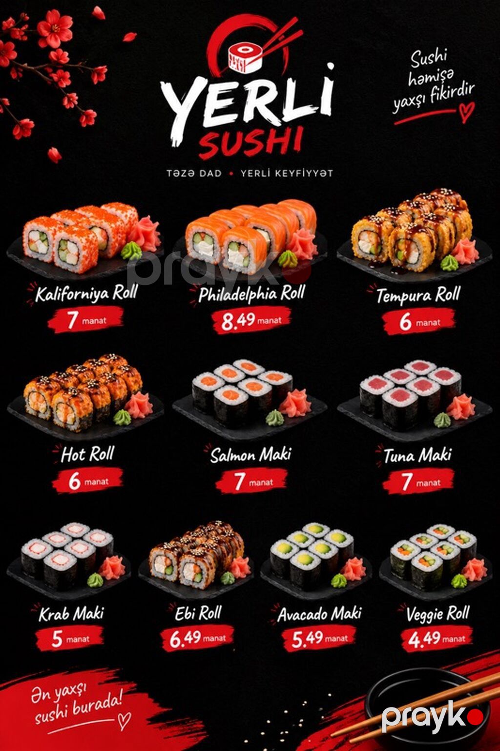 Yerli Sushi – Təzə dad, yerli keyfiyyət Sushi və fast‑food menyusu — Qida məhsulları, Digah (2)