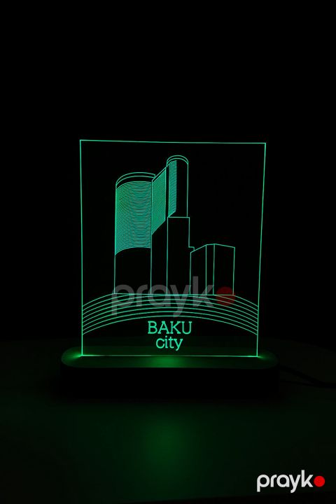 Yerüstü və masaüstü çıraqlar 3D LED Akril Lampa Qız Qalası, Bakı, Yaşıl, 15x20 sm - lightdekor376 — Bakı