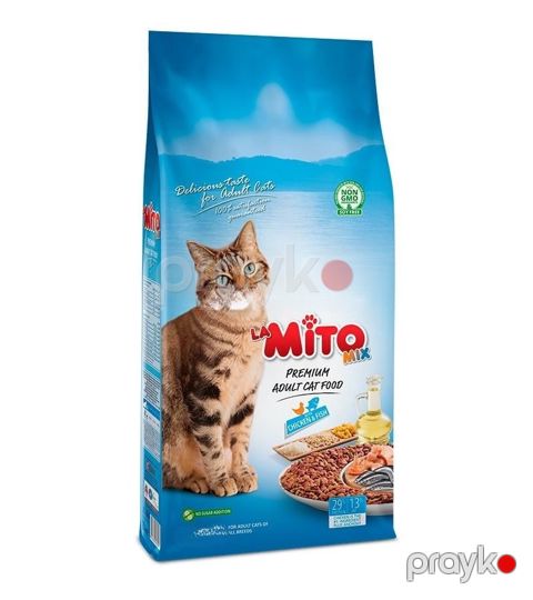Quru yem pişiklər üçün Mito Mix Premium, toyuq və balıq ilə, 1 kq — Bakı