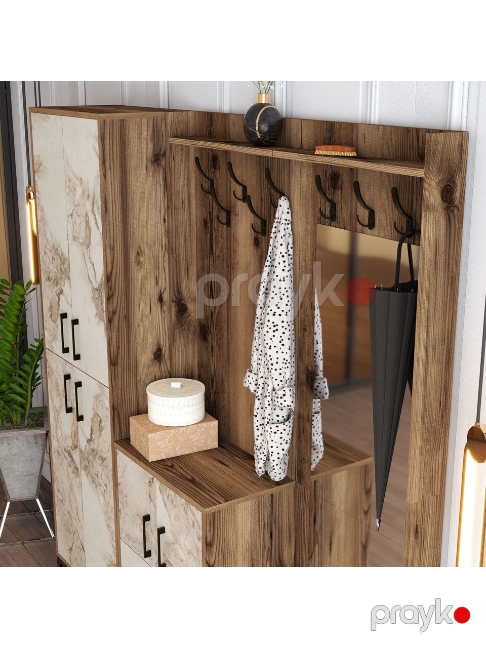 Dəhliz dolabı Elegant Wood ZARR2037, laminat, qəhvəyi, 180x200x35 sm — Şkaflar, Bakı (3)