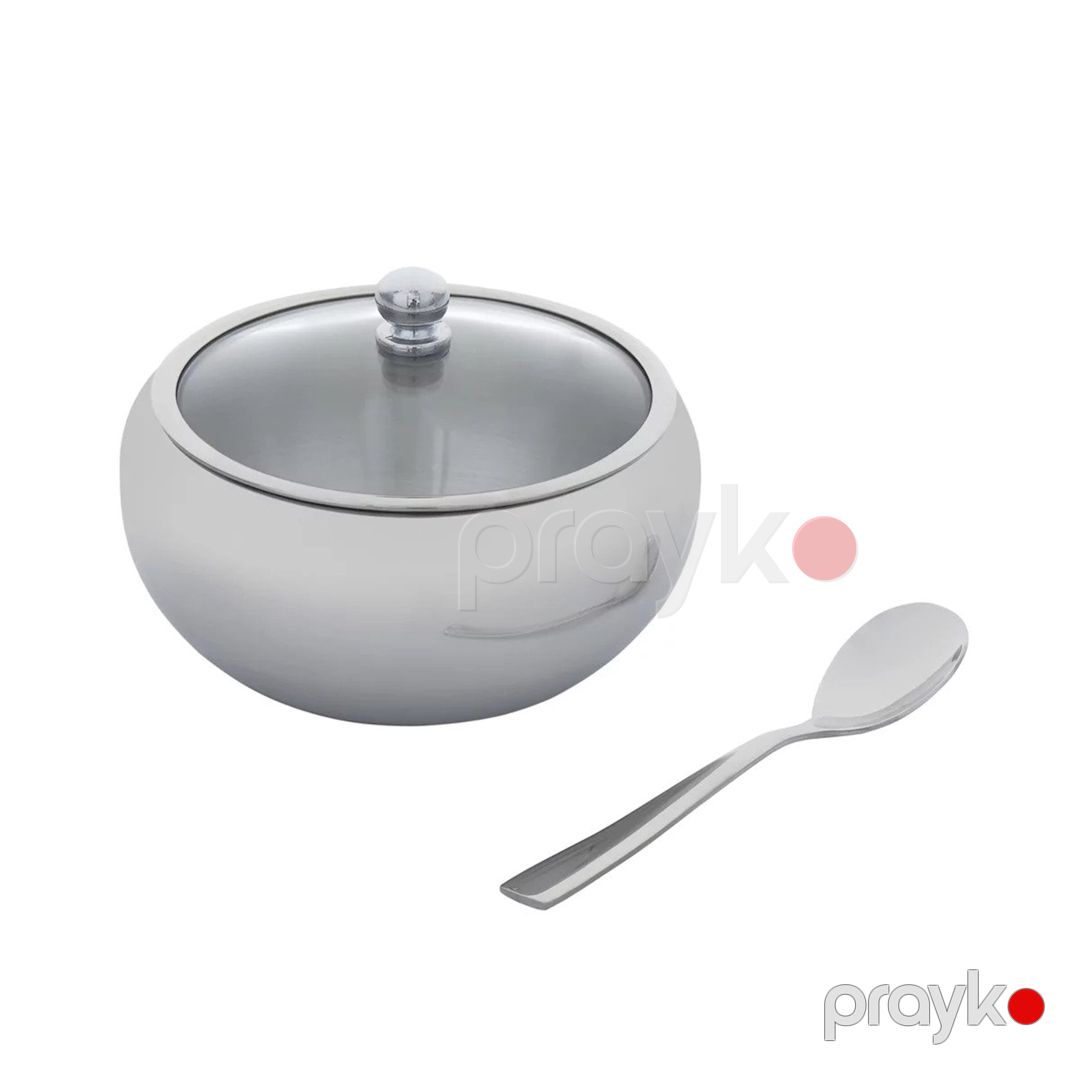 Şəkər qabı Gipfel 7109 qaşıqla/qapaqla, 500 ml, 120x85 ml, paslanmayan polad, gümüşü — Mallar, Bakı (2)