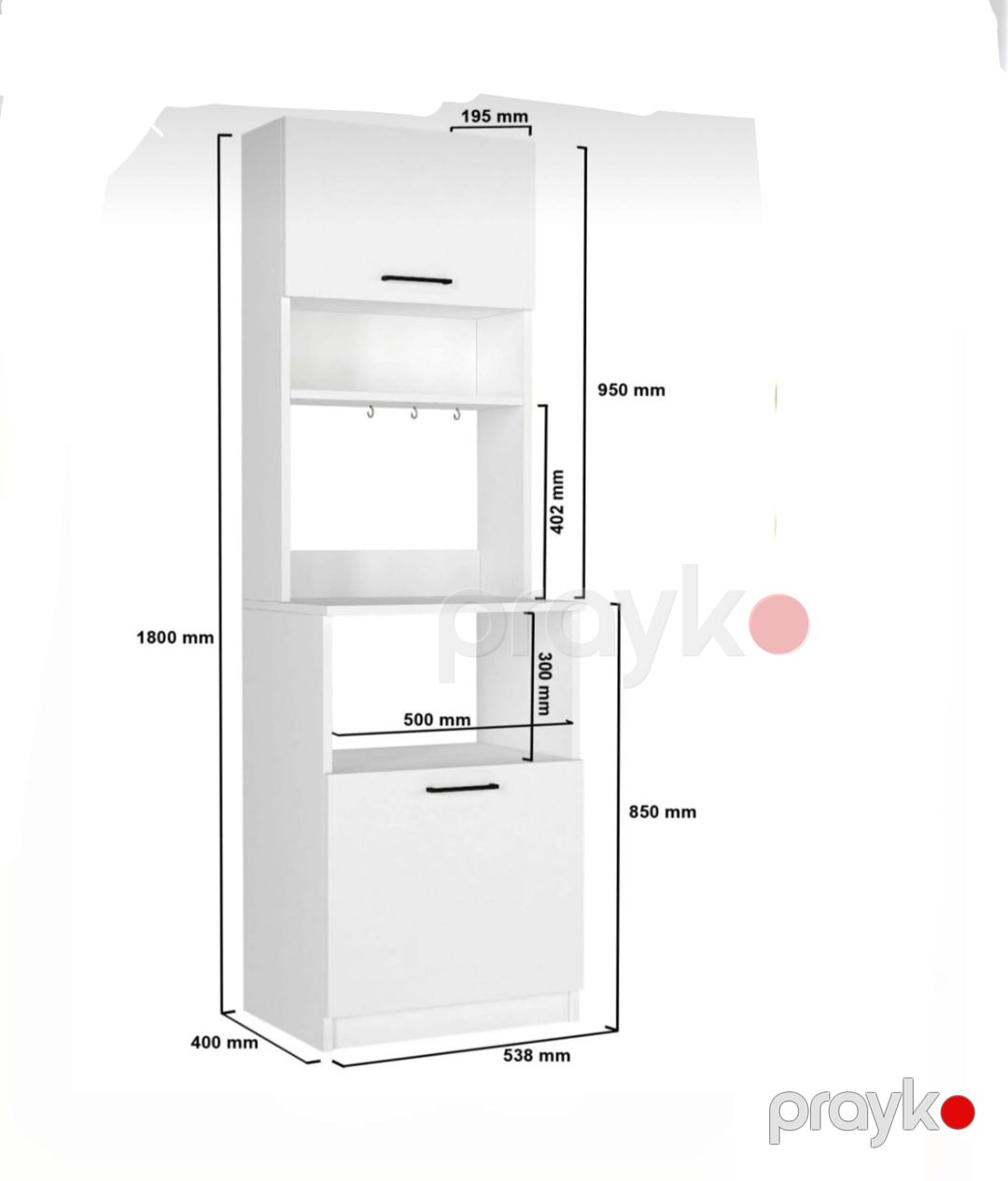 Mətbəx bufeti Ev Plus 13900650, Ldsp, 40x180x53.8 sm, ağ — Mallar, Bakı (3)