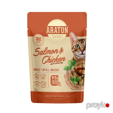 Nəm yem Araton Adult Cat, yetkin pişiklər üçün, qızılbalıq və toyuq ilə, 85 q — Bakı