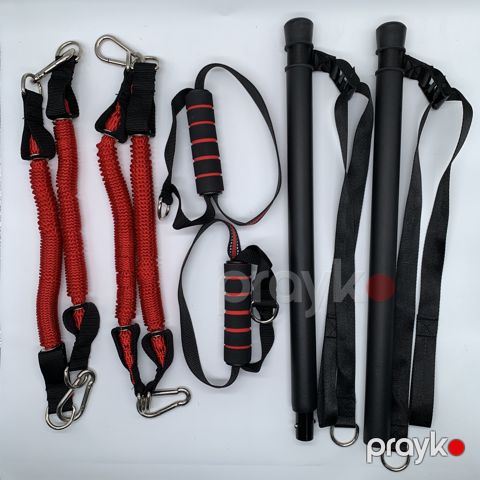 Pilates çubuğu MA-03, metal, qara/qırmızı — Bakı
