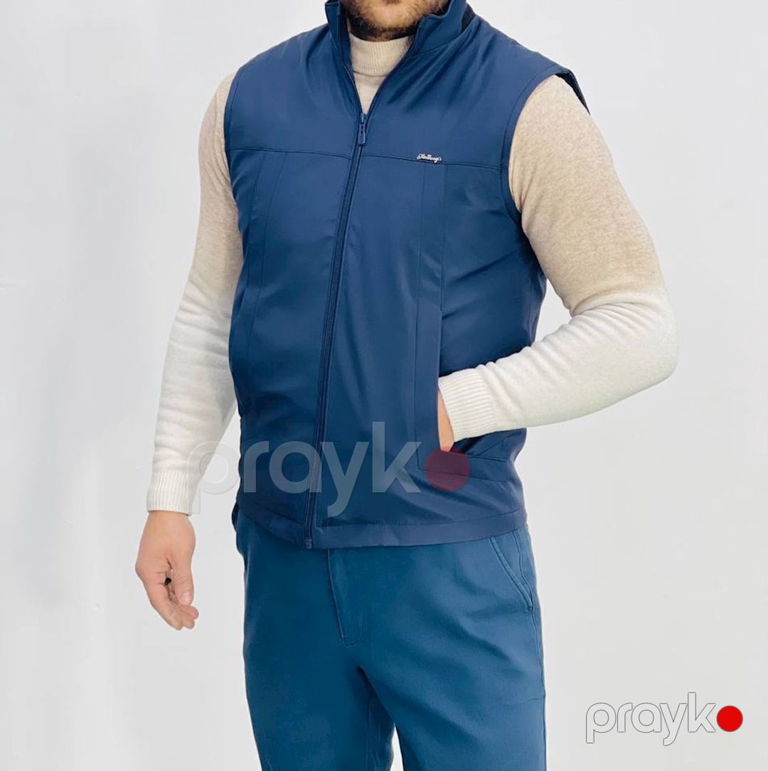 Kişilər üçün qalın jilet 1431-19000, göy, polyester, ölçü 50 — Mallar, Bakı (2)