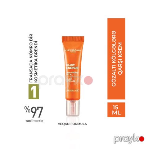 Göz ətrafı dərisi üçün krem Yves Rocher Glow Eye Care, Gözaltı kölgələrə qarşı, 15 ml — Bakı