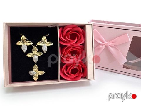 Bijuteriya dəsti kulonlu zəncir və sırğa və üzük Xuping Jewellery, paslanmayan polad — Bakı