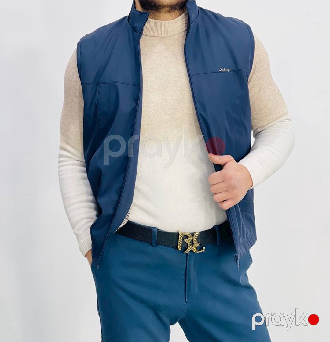 Kişilər üçün qalın jilet 1431-19000, göy, polyester, ölçü 50 — Mallar, Bakı (3)