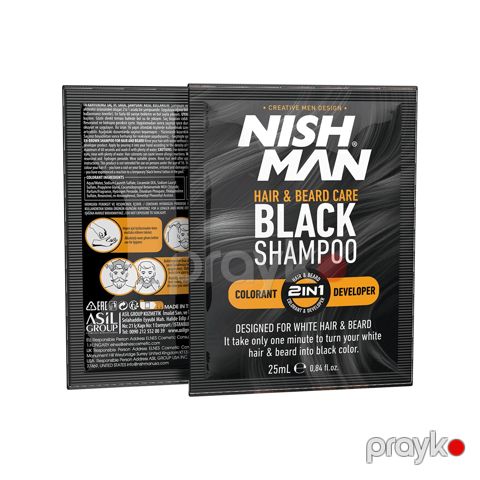Tonlaşdırıcı şampun saç və saqqal üçün Nishman Black 10x25 ml — Bakı