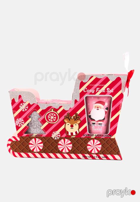 Ayaq dəri üçün qulluq hədiyyə dəsti qadınlar üçün Simple Pleasures Cozy Foot Set (corab + ayaqlar üçün losyon 65 ml) — Bakı