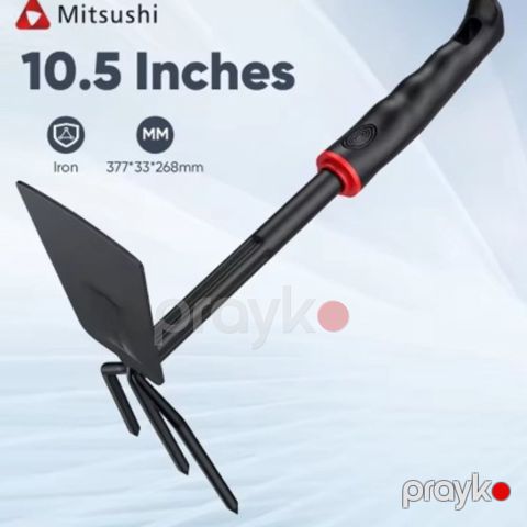 Əl dırmıqları, metal + rezin, qara, 9 x 6.5 sm, ümumi uzunluq 28 sm - prm_016 — Bakı