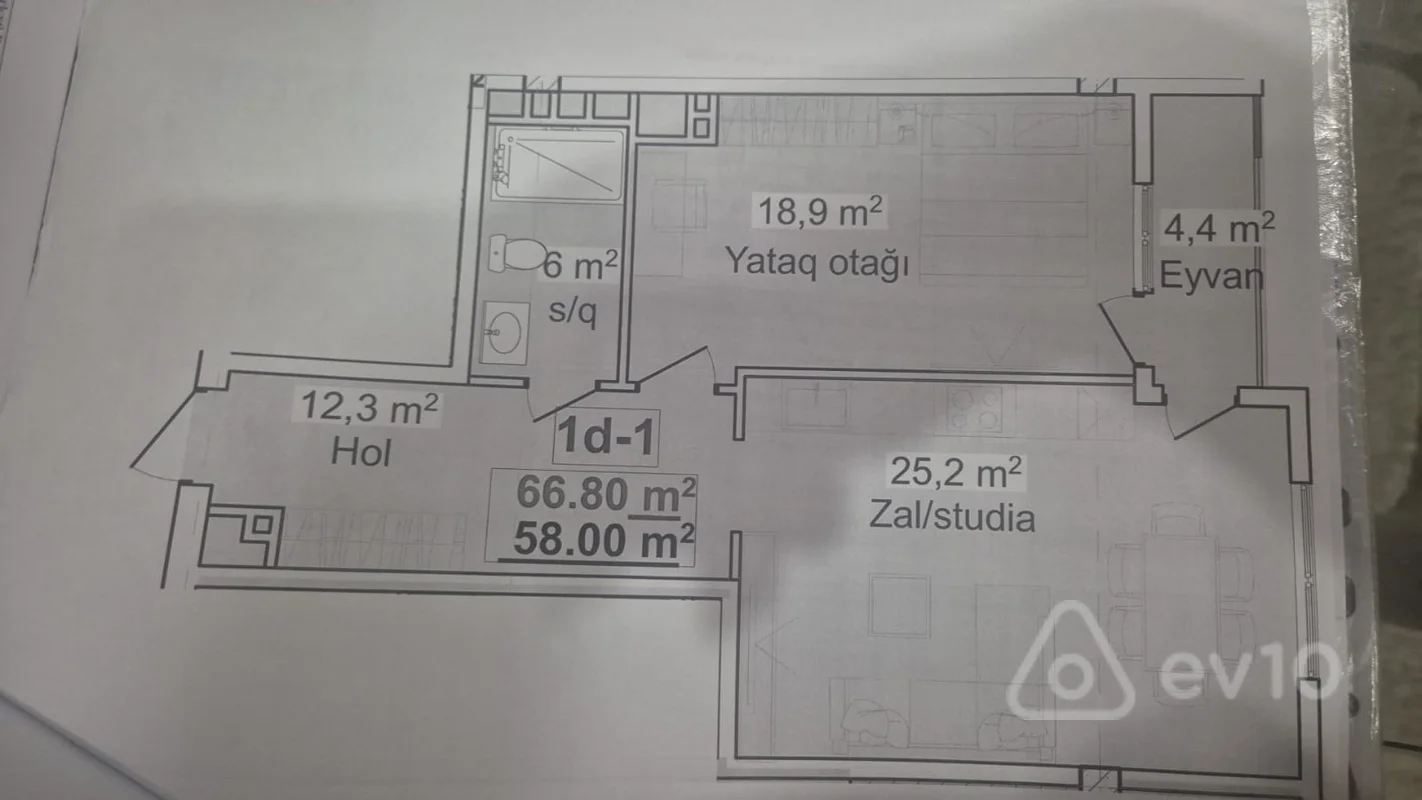 1 otaqlı mənzil, 67 m², Yasamal r-n A.M.Serifzade 26 — Mənzil, Bakı (8)