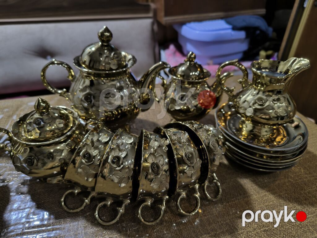Çay dəsti, rəng - Qızılı, Keramika — Süfrə qabı, Bakı (2)