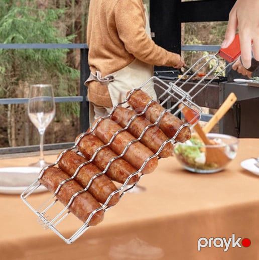 Qril səbəti, 6 ədəd hot dog üçün, paslanmayan polad, portativ, qatlanan barbekü kolbasa rafı - prl_99153 — Mallar, Bakı (3)